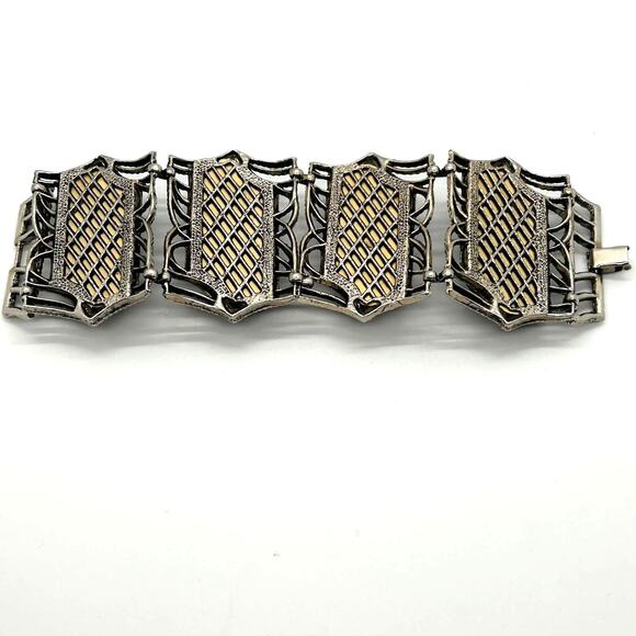 Vintage MCM Faux Tortoise Shell Chunky Lucite Bracelet - Picture 6 of 10